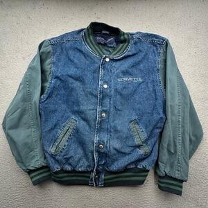 Vintage 90s Swingster Corvette Logo Denim Jean Jacket Twill Varsity Mens Medium